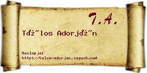 Tálos Adorján névjegykártya